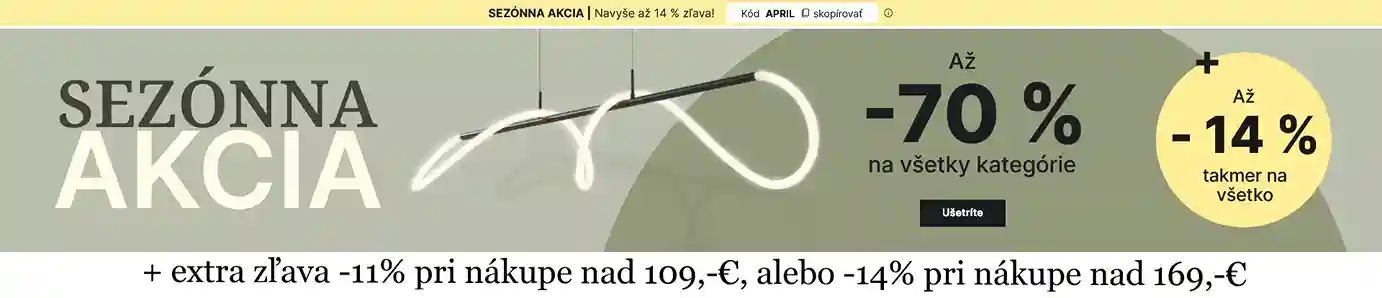 Akcia a zľavy na svietidlá, lampy a lustre do 14.4.2025.