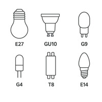 Náčrt a prehľad bežných pätíc a objímok žiaroviek