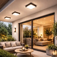 Vonkajšie osvetlenie domu a záhrady-Stropné svietidlá a lampy. Vonkajšie stropné osvetlenie pod prístreškom.