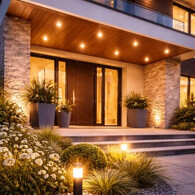 Vonkajšie osvetlenie domu a záhrady-zapustené lampy do podhľadu. Zapustené exteriérové svietidlá v podhľade alebo dlažbe.