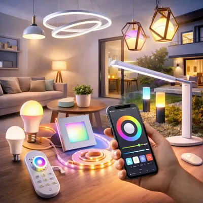 Smart Home osvetlenie vnútorné. Inteligentné smart home osvetlenie a moderné riadenie svetla v dome.